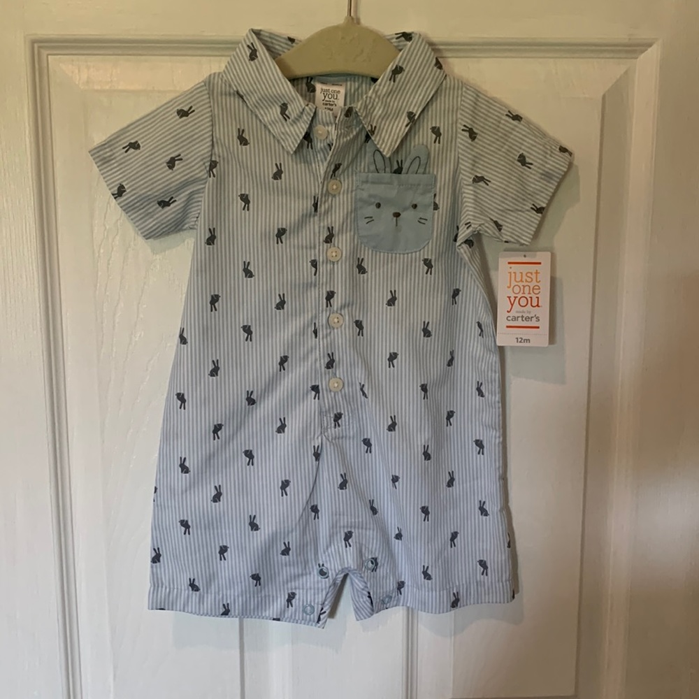 Carter's light blue Bunny Romper (size 12 month)